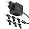 Adaptateur secteur noir avec plusieurs adaptateurs.