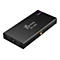 Schwarzer HDMI-Adapter mit Logo, 4K HDR-Schriftzug und lila Linie.