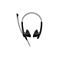 Schwarzes Headset mit Bügel und Mikrofon, isoliert auf weißem Hintergrund.