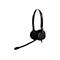 Schwarzes Jabra Headset mit Mikrofon und Ohrpolstern. Auf dem BÃ¼gel steht Jabra.