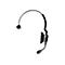 Schwarzes Headset mit Mikrofon. Ein gepolstertes Ohrstück und ein Mikrofonarm sind erkennbar.