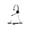 Schwarzes Headset mit Mikrofon, Kabel und USB-Anschluss. Das Headset hat ein einseitiges Design mit einem Ohrpolster.