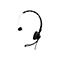 Schwarzes Headset mit Mikrofon, isoliert auf weißem Hintergrund.