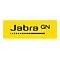 Gelbes Rechteck mit schwarzem Schriftzug Jabra GN.