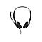 Schwarzes Headset mit Ohrmuscheln, Mikrofon und Kabel, auf weißem Hintergrund.