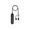 Schwarzes Jabra-Headset mit Kabel, USB- und Klinkenanschluss. Bedienteil mit Mikrofon- und Rufannahmetaste.