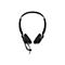 Schwarzes Headset auf weißem Hintergrund. Sichtbar sind Ohrpolster, Bügel und Mikrofon.
