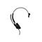 Schwarzes Headset mit Mikrofon vor weißem Hintergrund.
