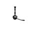 Schwarzes Jabra-Headset mit Mikrofonarm und rotem Knopf, vor weißem Hintergrund.