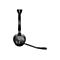 Schwarzes Jabra-Headset mit Mikrofon und Firmenlogo, vor weißem Hintergrund.