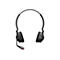Schwarzes Headset mit Mikrofon auf weißem Hintergrund.