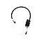 Casque noir avec un accent rouge. Un microphone dÃ©passe de l'Ã©couteur droit.