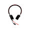Schwarzes Headset mit rotem Streifen am Kopfbügel und Mikrofon, das mit einem roten Kabel verbunden ist.