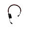 Schwarzes Headset mit rotem Streifen am Bügel und Mikrofon, vor weißem Hintergrund.
