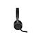 Schwarzes Headset mit Jabra-Logo. Bügel und Ohrmuschel sind sichtbar, Mikrofon am rechten Ohr.