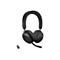Casque circum-auriculaire noir avec microphone et dongle USB sur fond blanc. Jabra est écrit sur le casque.