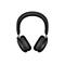 Casque circum-auriculaire noir sur fond blanc. L'arceau est incurvé, les oreillettes sont ovales.