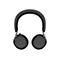 Casque supra-auriculaire noir, vue détaillée avec bras gris et oreillettes noires, fond blanc.