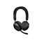 Casque noir avec microphone sur fond blanc. La marque Jabra est visible sur un écouteur.