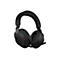 Casque Jabra noir avec microphone. Le logo Jabra est visible. Un microphone est fixé sur le côté droit.
