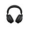 Casque circum-auriculaire noir, vue de face. L'arceau est incurvé en haut, les oreillettes sont ovales.