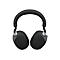 Casque noir avec bandeau et oreillettes rembourrés, accents gris, sur fond blanc.