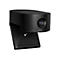 Schwarze Jabra-Webcam mit Linsen, Logo und Halterung.