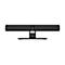 Schwarze Soundbar von Jabra mit Standfuß, zentral ausgerichtet, Detailaufnahme.