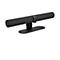 Schwarze Soundbar auf schwarzem Ständer. Auf der Soundbar steht „Jabra“.