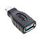 Schwarzer USB-C-auf-USB-3.0-Adapter, mit USB-3.0-Symbol.