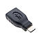 Schwarzer USB-C-Adapter, zeigt das USB-Symbol und den USB-C-Stecker.