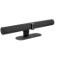 Schwarze Jabra Videokonferenz-Soundbar mit Kamera auf Standfuß vor weißem Hintergrund.