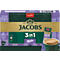 Jacobs 3in1 Milka Kaffeemischung Verpackung mit zehn Sticks und Tasse.