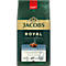 Paquet de café Jacobs Royal. Fond vert foncé, lettrage doré. Grains de café bruns, lettrage Characterful & Rich.