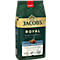 Paquet de café Jacobs Royal. Vert avec des accents dorés. Description du produit, illustration de grains de café et texte "Characterful & Rich".