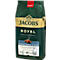Paquet de café Jacobs Royal. Vert foncé, lettrage doré. Grains de café torréfiés, lettrage : "Characterful & Rich".
