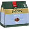 Packung Jacobs Crema Pads Mild, hellblaue Vorderseite mit goldener Banderole, 18 Pads, Intensität 5/10.