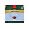 Packung Jacobs Crema Pads Mild, hellblauer Hintergrund, mit Kaffeebohnenmotiv und 18-Pads-Hinweis.