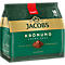 Packung Jacobs Krönung Crema Pads mit 18 Stück in grüner Verpackung mit Goldprägung und Kaffeebohne.