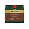 Braune Jacobs Kaffee-Verpackung mit grünem Muster oben und unten, goldenem Jacobs-Logo und Firmenbeschreibung.