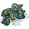 Pile of Jacobs coffee creamer portions, green lids with white text. Some white cups are also visible.