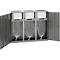 Janibell recyclingbak, 3-delig, inhoud 3 x 75,7 l, rechthoekig, L 322 x B 1068 x H 869 mm, staal, zilver
