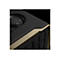 Detailaufnahme eines schwarzen Lautsprechers mit goldfarbenen Elementen. Bass-Regler oben, geprägtes Leder, Text „SINCE 1946“.