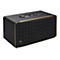 Schwarzer JBL Bluetooth-Lautsprecher in rechteckigem Retro-Design mit goldenem Rahmen vor weißem Hintergrund.