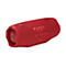 Roter JBL-Lautsprecher in länglicher Form, mit Stoffstruktur, Bedienknöpfen und JBL-Logo.