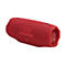 Roter JBL Lautsprecher, längliche Form, Stoffstruktur, JBL Logo, Bedienelemente.