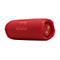 Roter, zylindrischer JBL Bluetooth-Lautsprecher vor weißem Hintergrund mit geprägtem JBL-Logo.