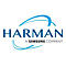Harman-Logo: Blauer Schriftzug Harman mit Schwunglinien, darunter 'A Samsung Company'.