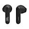 Zwei schwarze JBL-In-Ear-Kopfhörer vor weißem Hintergrund mit gut sichtbarem JBL-Logo.
