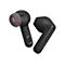 Zwei schwarze JBL In-Ear-Kopfhörer vor weißem Hintergrund, einer mit erkennbarem R-Symbol und Silikonaufsatz.